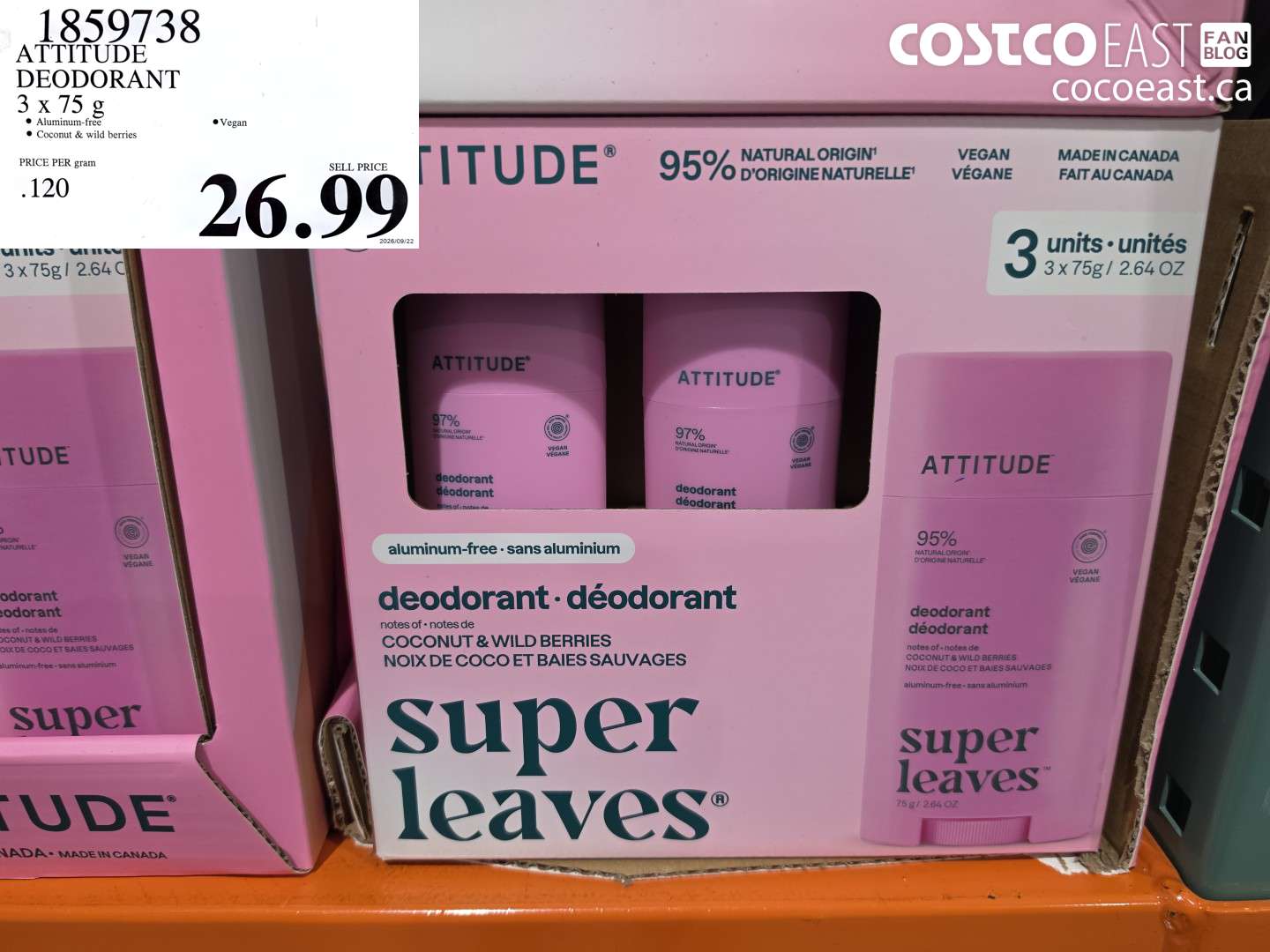 1859738 ATTITUDE DEODORANT 3 X 75 G $26.99