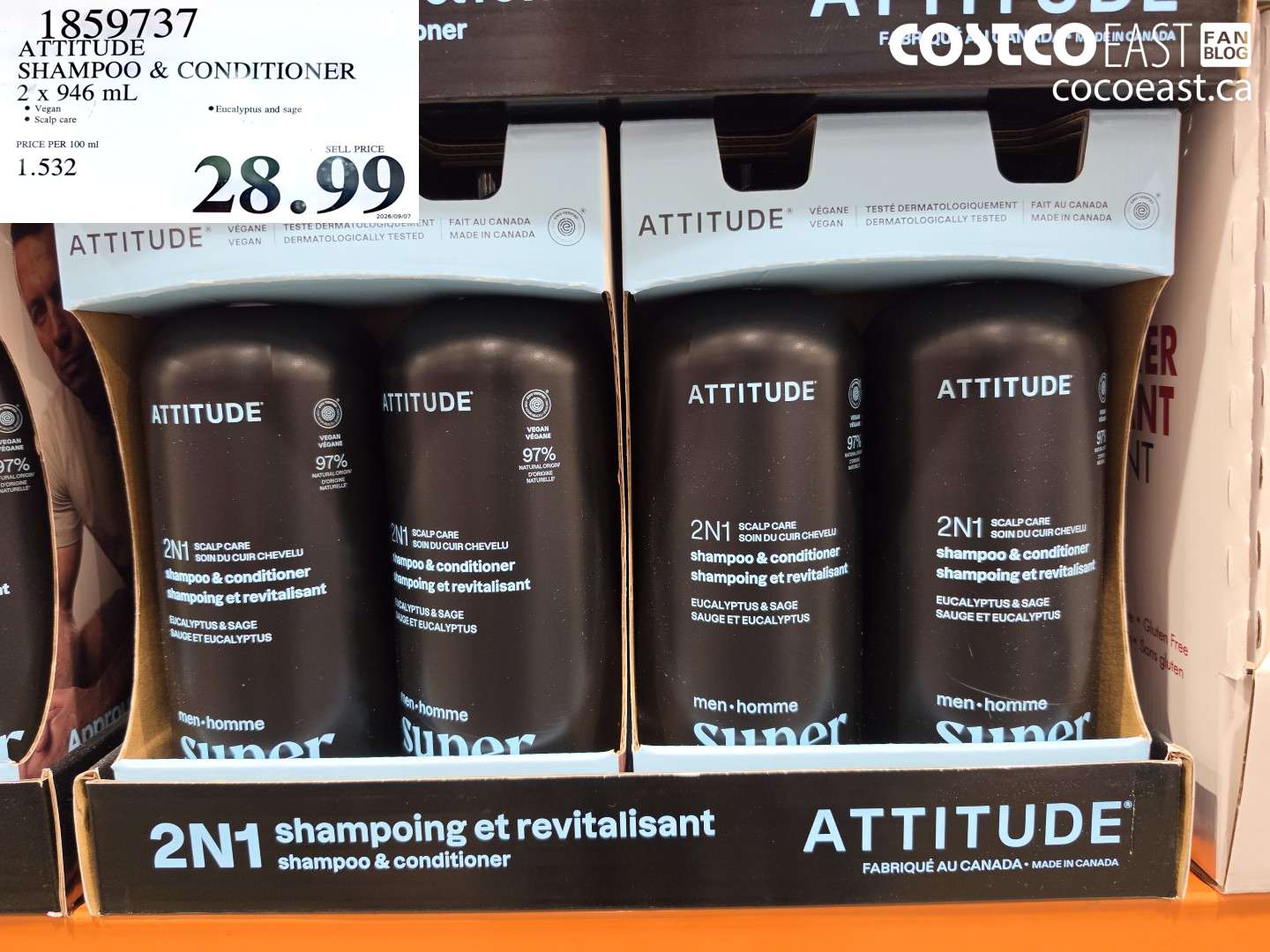 1859737 ATTITUDE SHAMPOO & CONDITIONER 2 X 946 ML $28.99