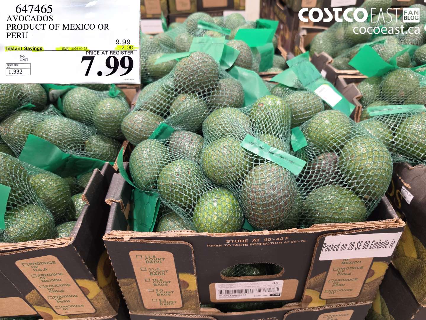 647465 AVOCADOS PRODUCT OF MEXICO OR PERU ($2.00 INSTANT SAVINGS EXPIRES ON 2026-09-25) $7.99