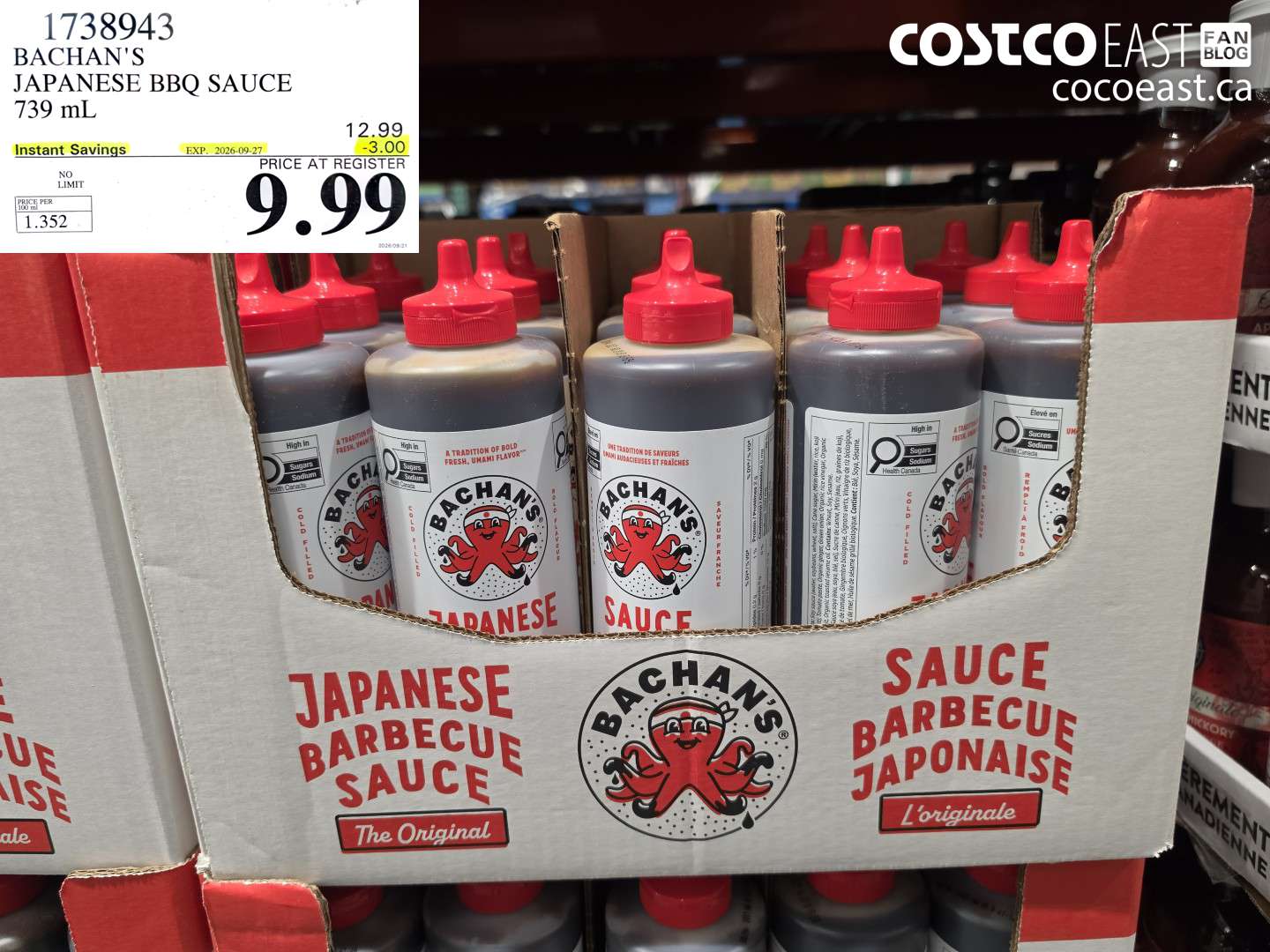 1738943 BACHAN'S JAPANESE BBQ SAUCE 739 ML ($3.00 INSTANT SAVINGS EXPIRES ON 2026-09-27) $9.99