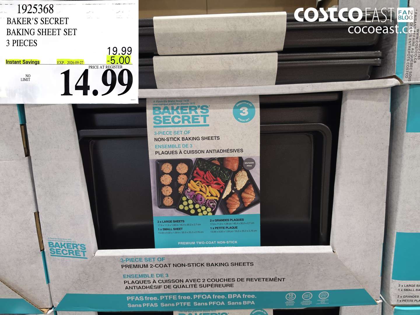 1925368 BAKER'S SECRET BAKING SHEET SET 3 PIECES ($5.00 INSTANT SAVINGS EXPIRES ON 2026-09-27) $14.99