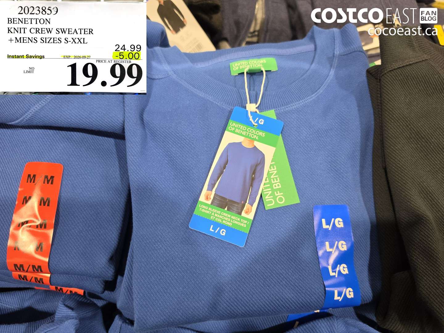2023859 BENETTON KNIT CREW SWEATER +MENS SIZES S-XXL ($5.00 INSTANT SAVINGS EXPIRES ON 2026-09-27) $19.99