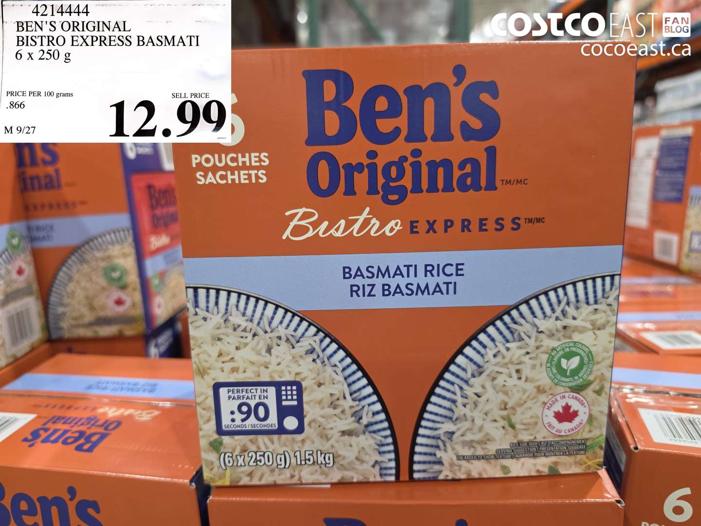 4214444 BEN'S ORIGINAL BISTRO EXPRESS BASMATI 6 X 250 G $12.99