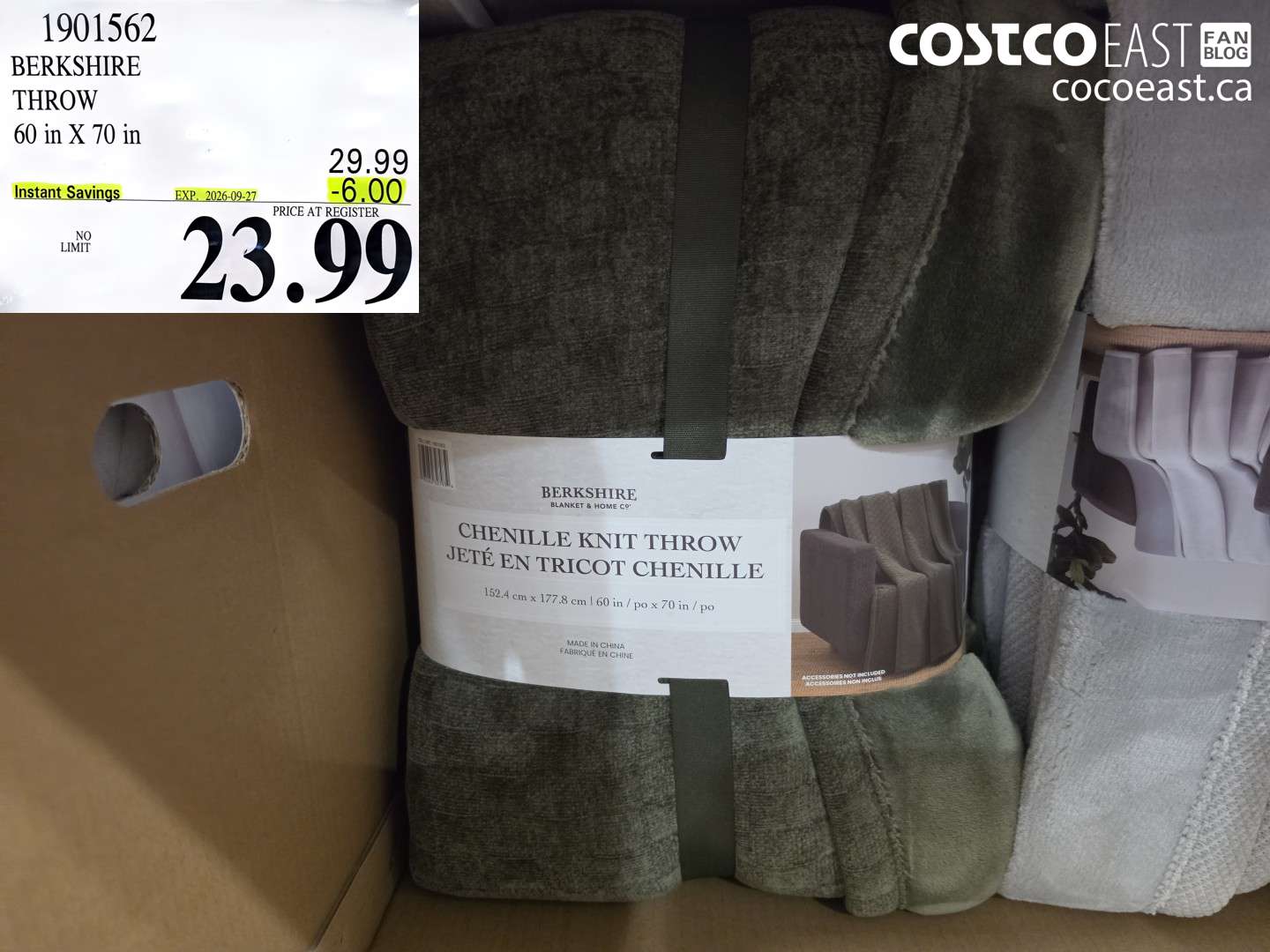1901562 BERKSHIRE THROW 60 IN X 70 IN ($6.00 INSTANT SAVINGS EXPIRES ON 2026-09-27) $23.99