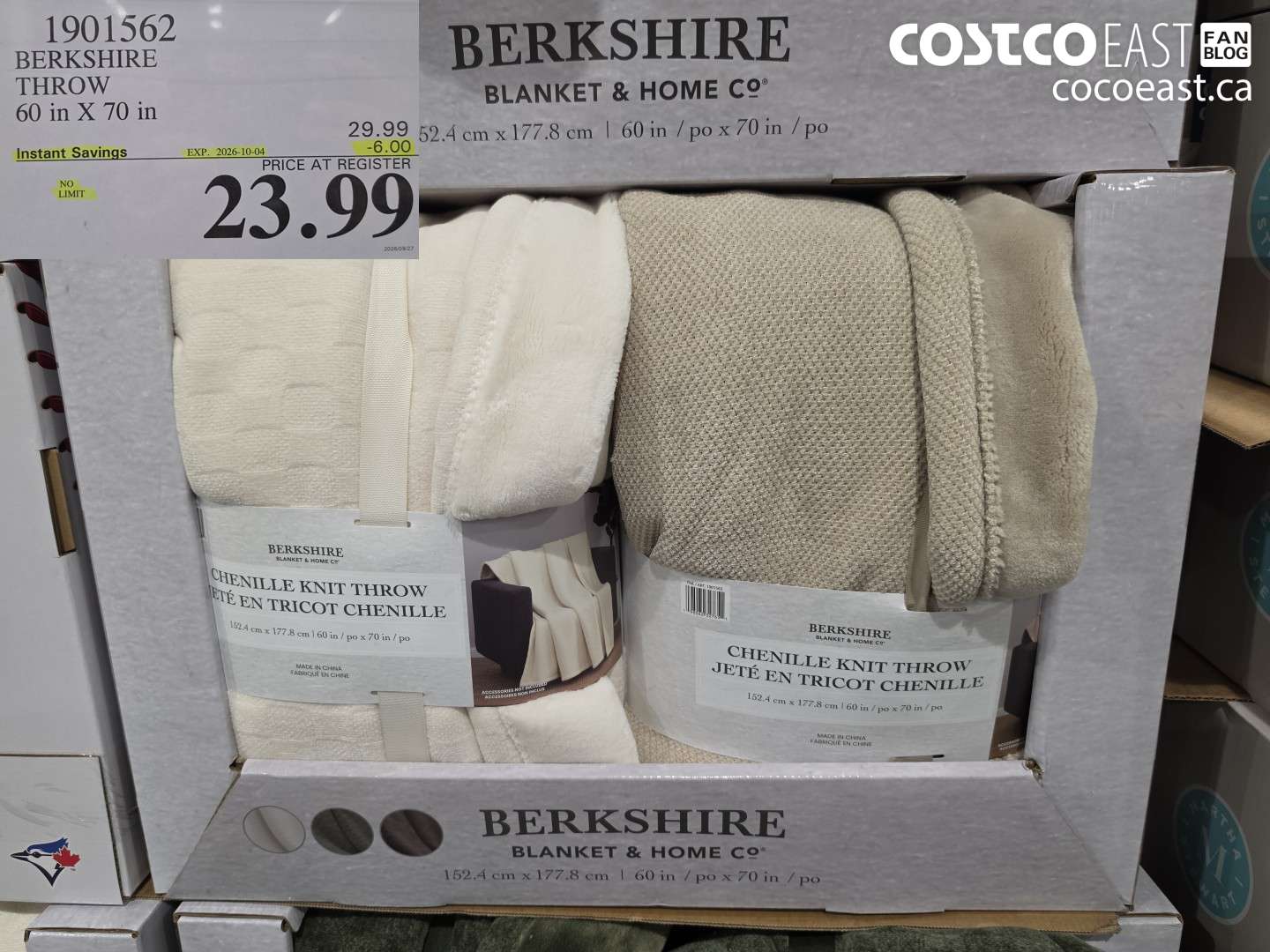 1901562 BERKSHIRE THROW 60 IN X 70 IN ($6.00 INSTANT SAVINGS EXPIRES ON 2026-10-04) $23.99