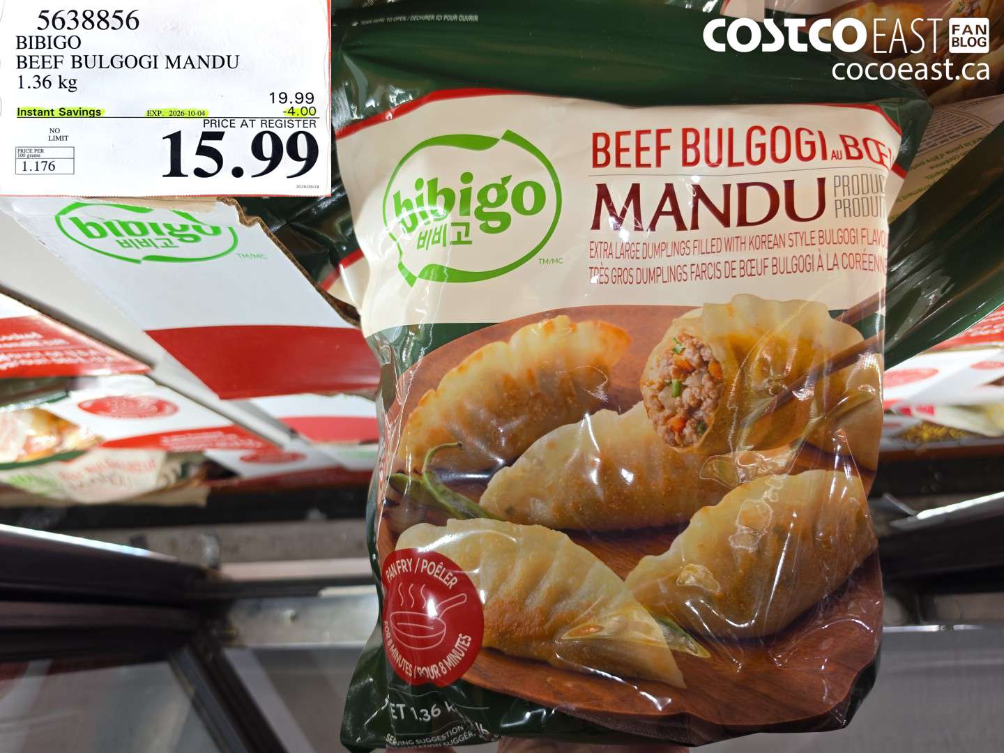 5638856 BIBIGO BEEF BULGOGI MANDU 1.36 KG ($4.00 INSTANT SAVINGS EXPIRES ON 2026-10-04) $15.99