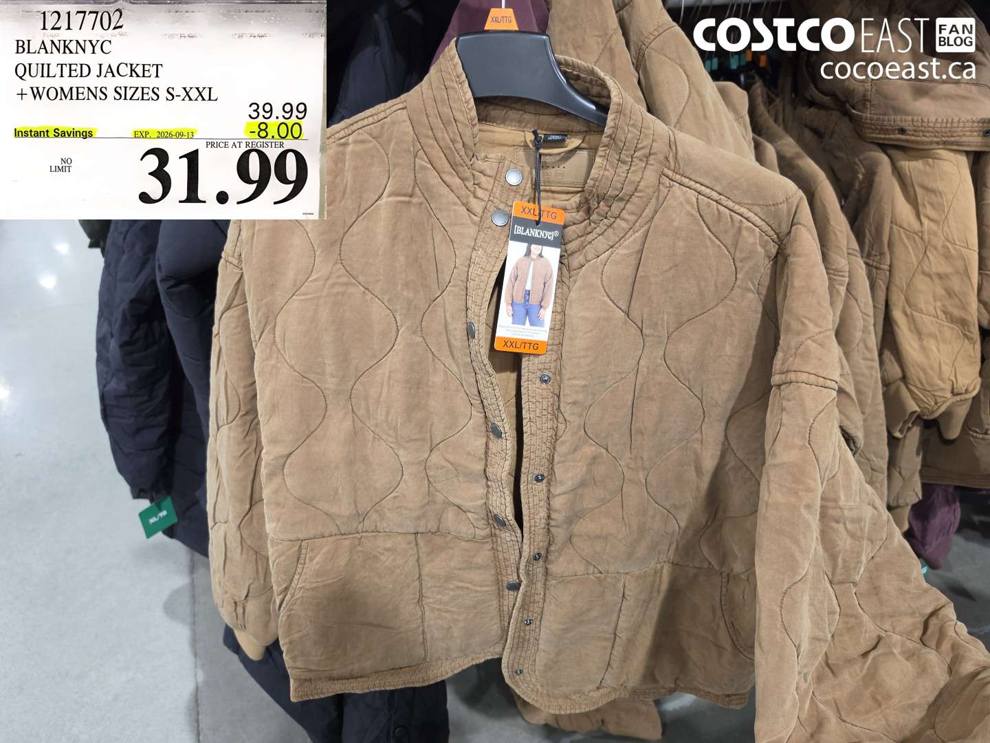 1217702 BLANKNYC QUILTED JACKET WOMENS SIZES S-XXL ($8.00 INSTANT SAVINGS EXPIRES ON 2026-09-13) $31.99