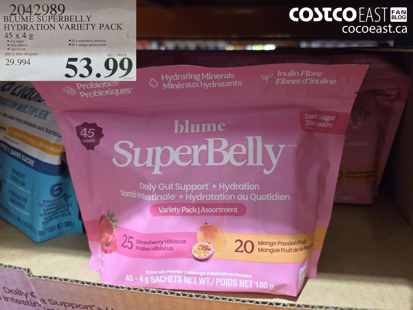 2042989 BLUME SUPERBELLY HYDRATION VARIETY PACK 45 X 4 G $53.99