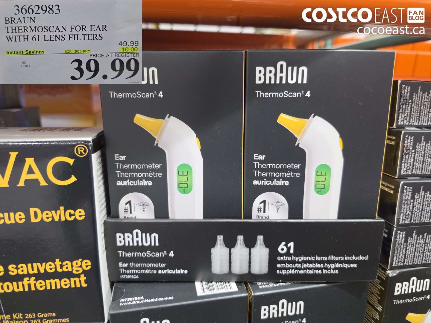 3662983 BRAUN THERMOSCAN FOR EAR WITH 61 LENS FILTERS ($10.00 INSTANT SAVINGS EXPIRES ON 2026-10-25) $39.99