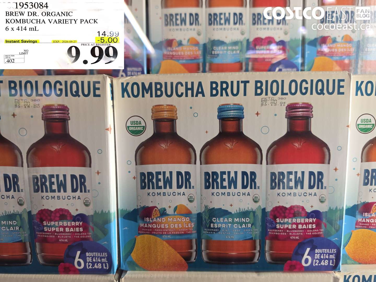 1953084 BREW DR. ORGANIC KOMBUCHA VARIETY PACK 6 X 414 ML ($5.00 INSTANT SAVINGS EXPIRES ON 2026-09-27) $9.99