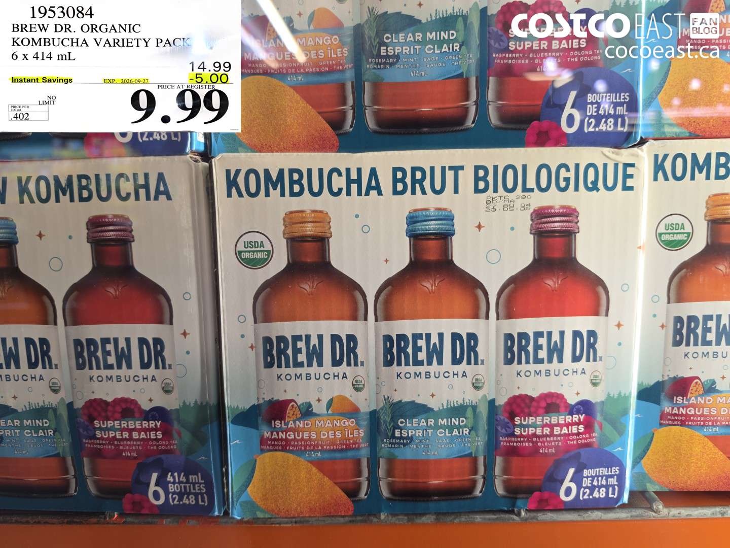 1953084 BREW DR. ORGANIC KOMBUCHA VARIETY PACK 6 X 414 ML ($5.00 INSTANT SAVINGS EXPIRES ON 2026-09-27) $9.99