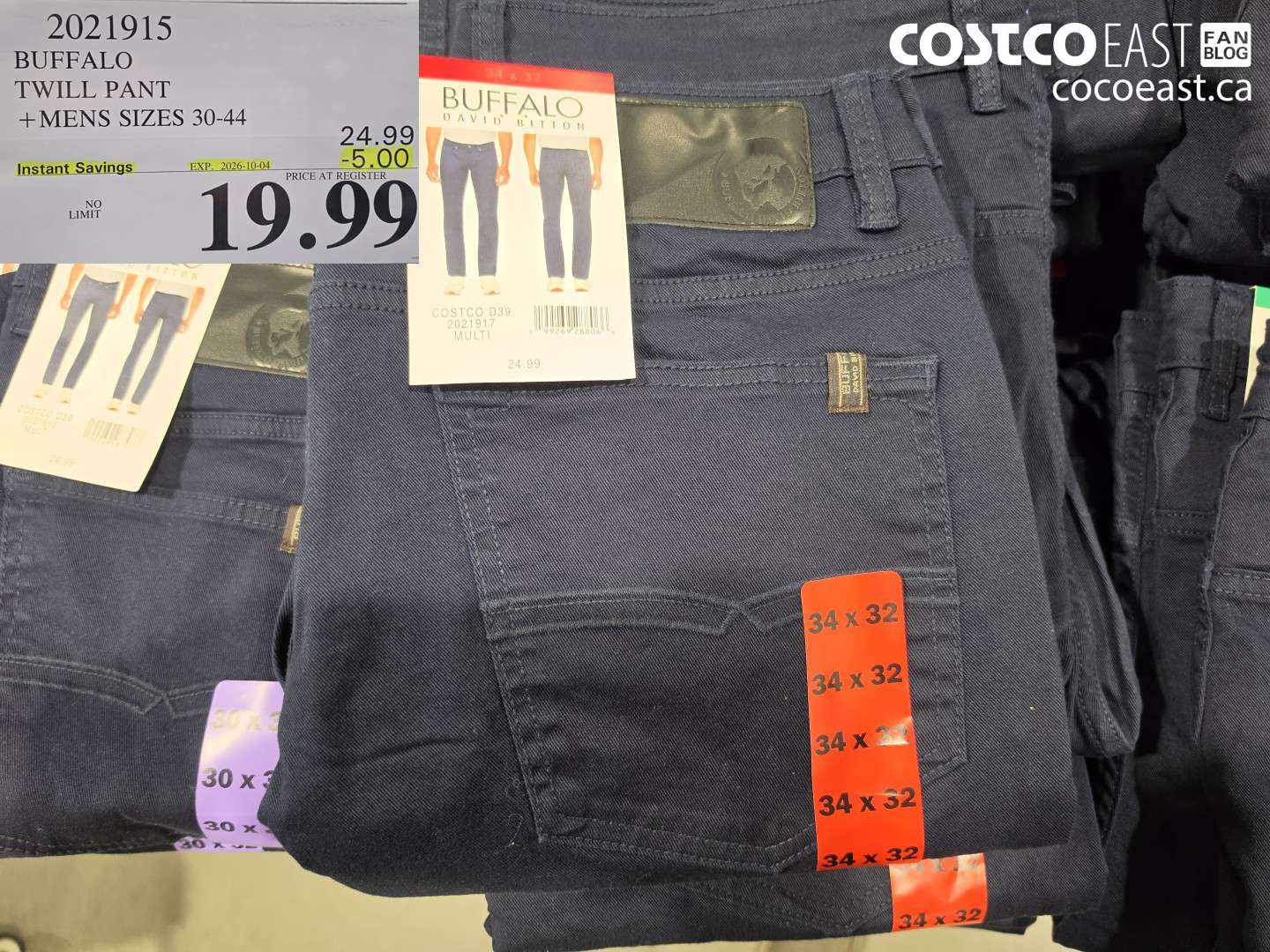 2021915 BUFFALO TWILL PANT +MENS SIZES 30-44 ($5.00 INSTANT SAVINGS EXPIRES ON 2026-10-04) $19.99