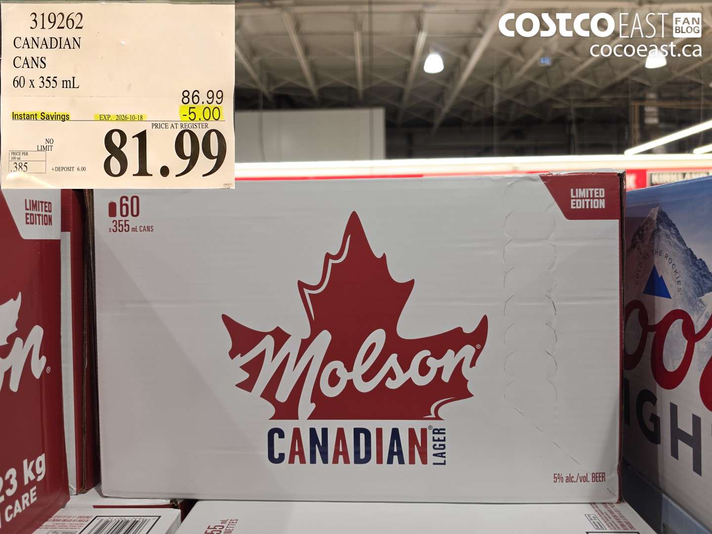 319262 CANADIAN CANS 60 X 355 ML ($5.00 INSTANT SAVINGS EXPIRES ON 2026-10-18) $81.99