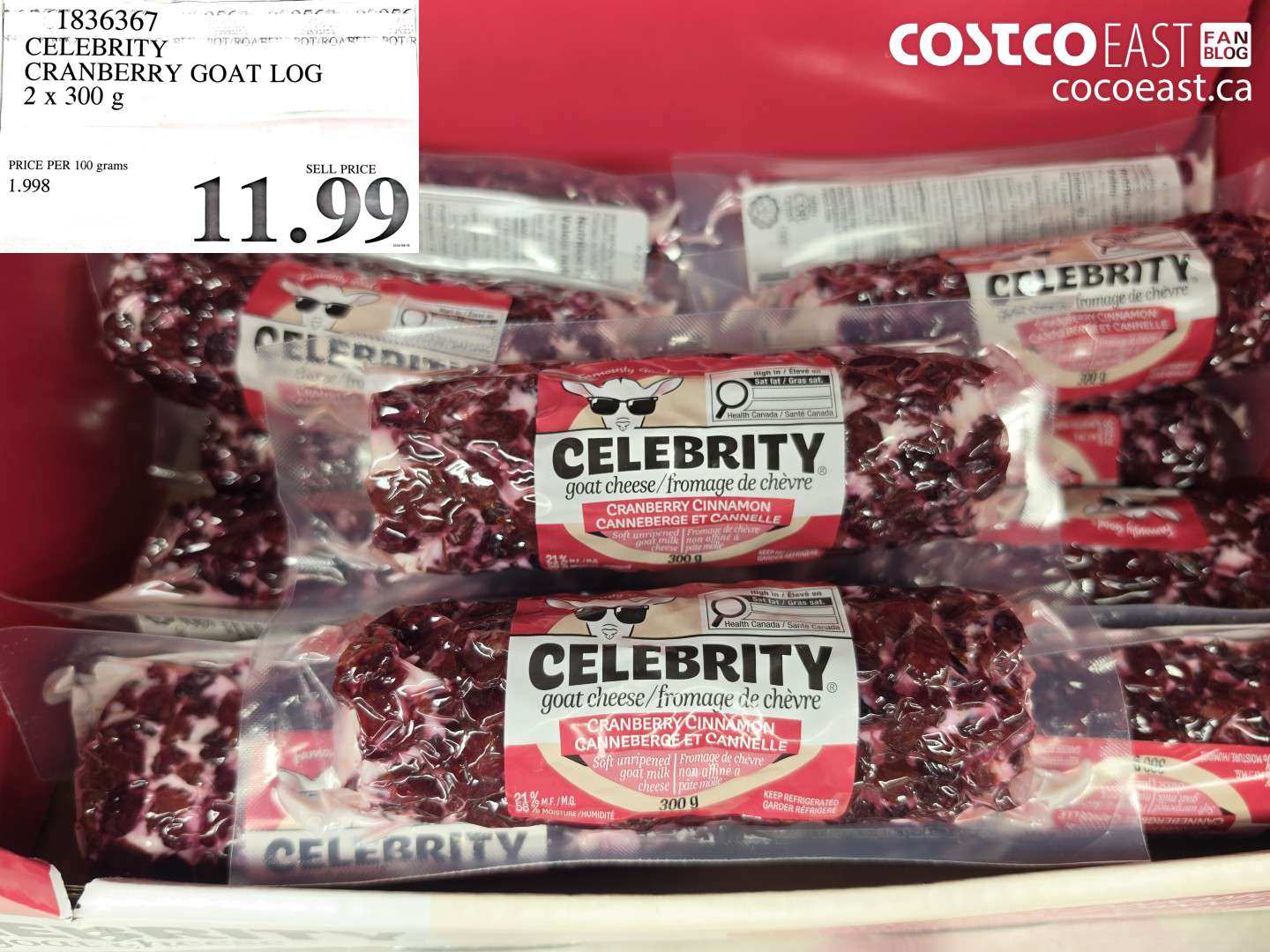 1836367 CELEBRITY CRANBERRY GOAT LOG 2 X 300 G $11.99