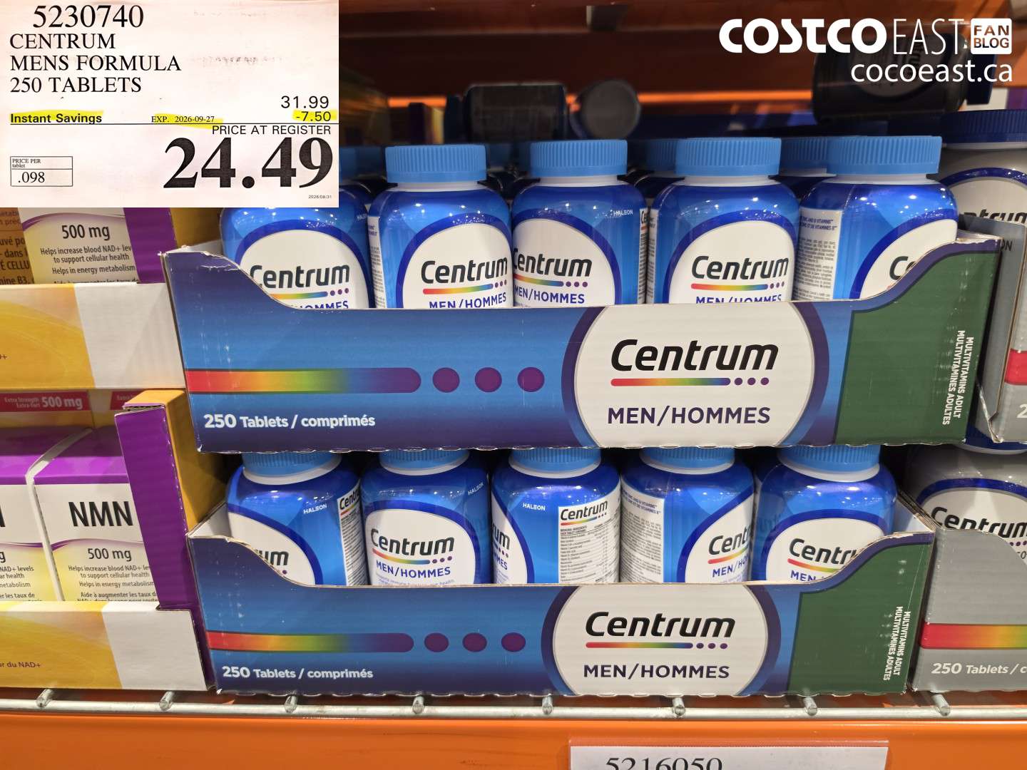 5230740 CENTRUM MENS FORMULA 250 TABLETS ($7.50 INSTANT SAVINGS EXPIRES ON 2026-09-27) $24.49
