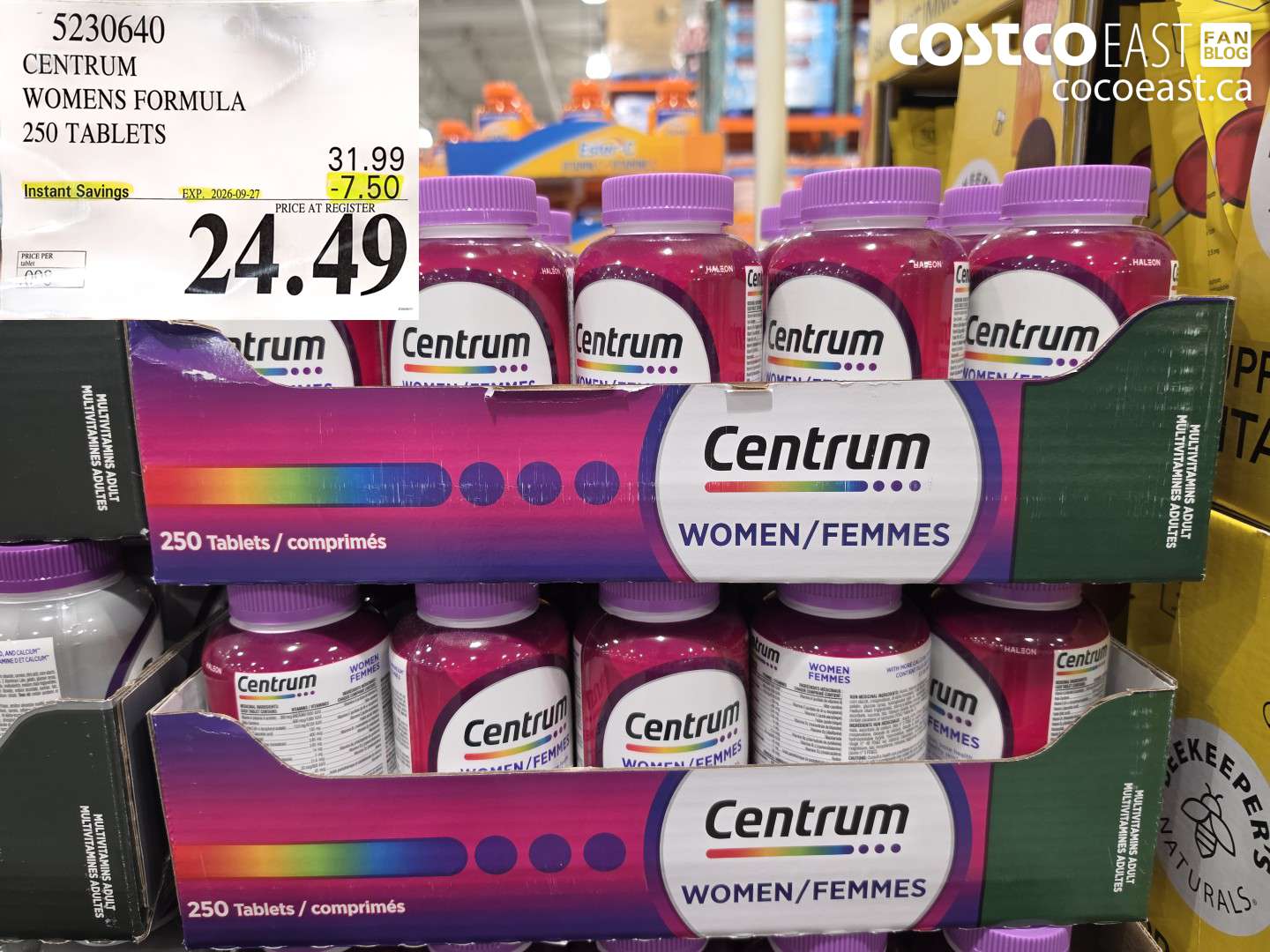 5230640 CENTRUM WOMENS FORMULA 250 TABLETS ($7.50 INSTANT SAVINGS EXPIRES ON 2026-09-27) $24.49