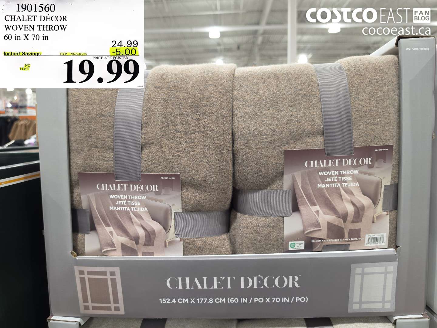 1901560 CHALET DÉCOR WOVEN THROW 60 IN X 70 IN ($5.00 INSTANT SAVINGS EXPIRES ON 2026-10-25) $19.99