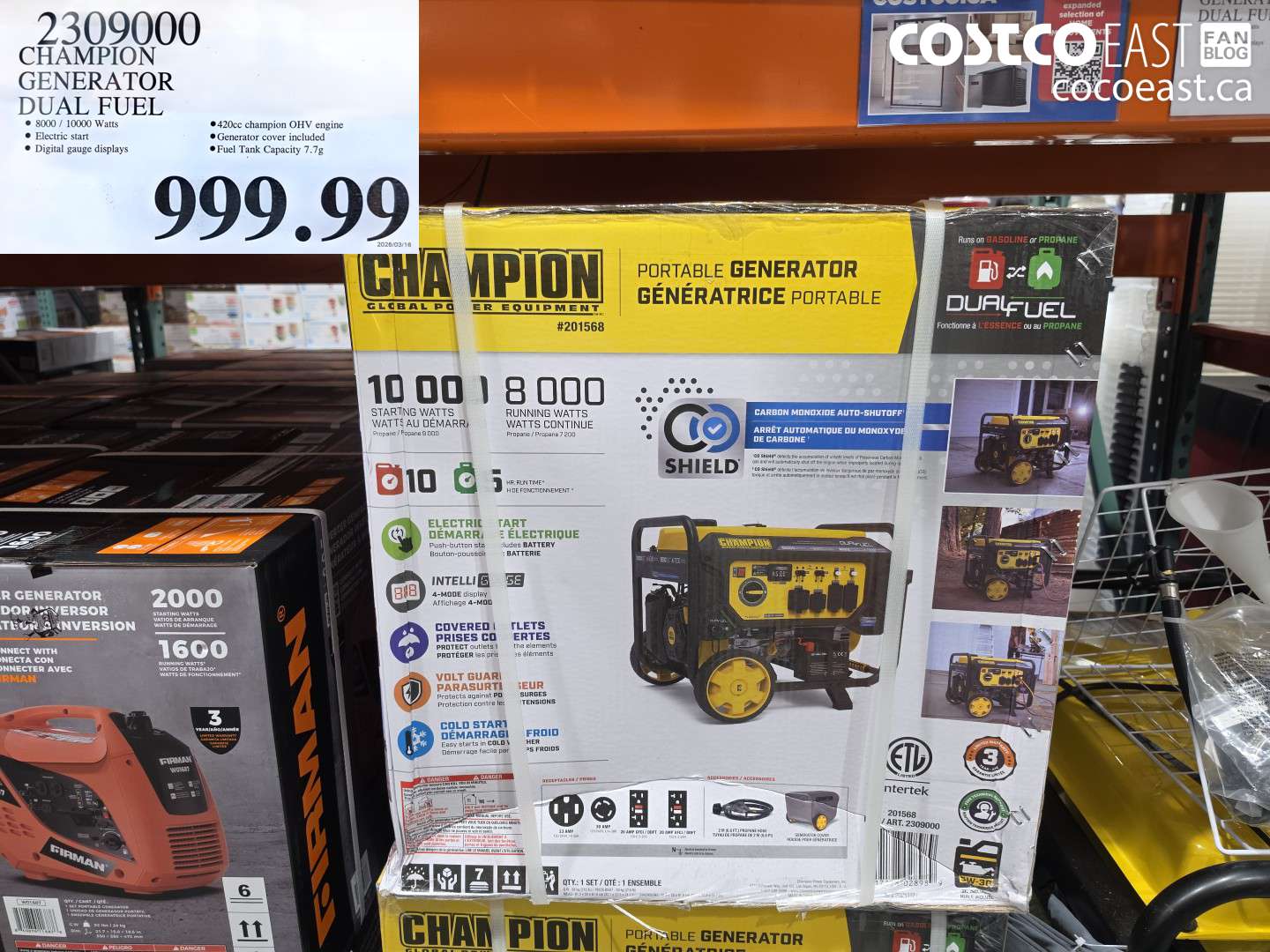 2309000 CHAMPION GENERATOR DUAL FUEL $999.99