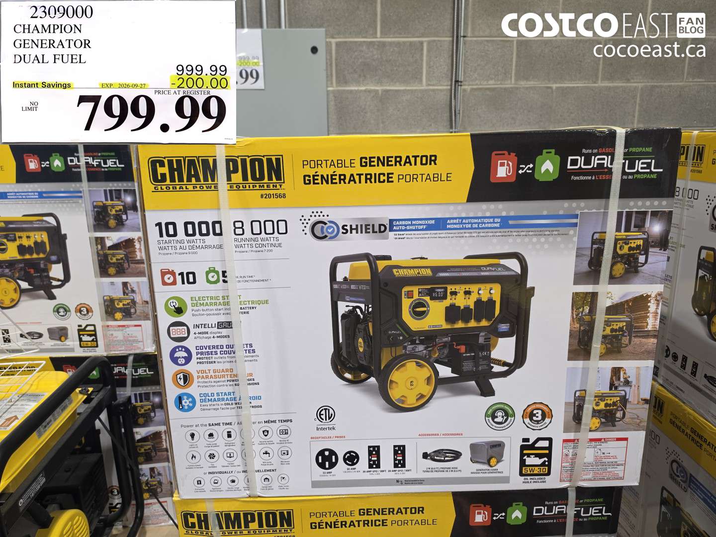 2309000 CHAMPION GENERATOR DUAL FUEL ($200.00 INSTANT SAVINGS EXPIRES ON 2026-09-27) $799.99