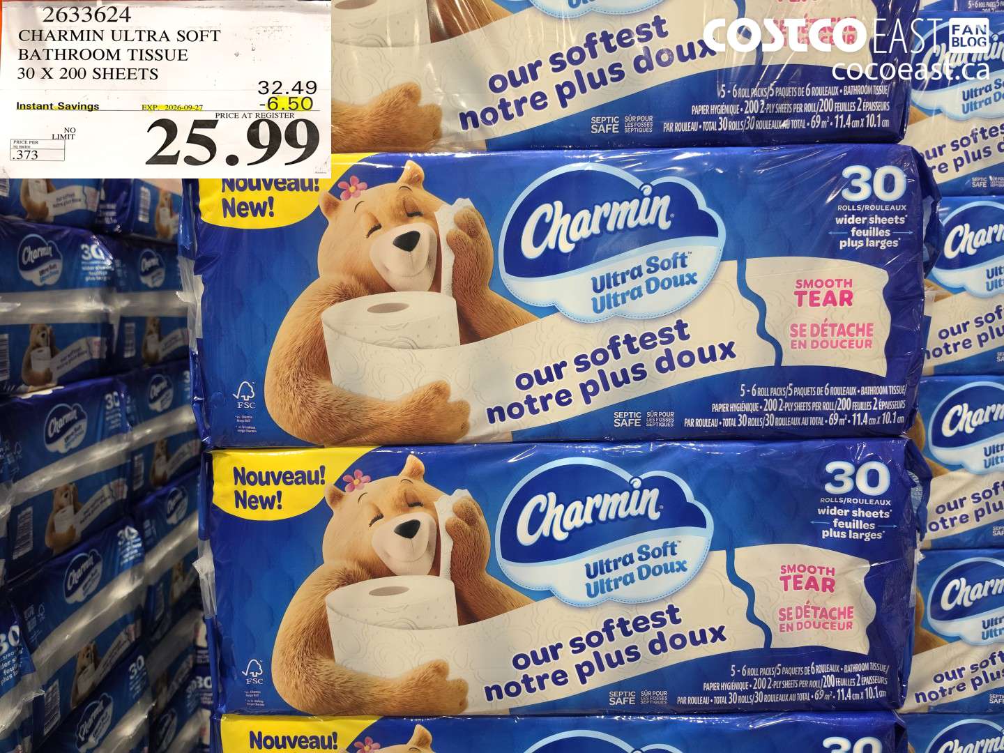 2633624 CHARMIN ULTRA SOFT BATHROOM TISSUE 30 X 200 SHEETS ($6.50 INSTANT SAVINGS EXPIRES ON 2026-09-27) $25.99