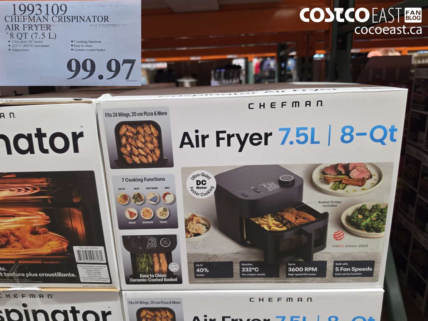 1993109 CHEFMAN CRISPINATOR AIR FRYER 8 QT (7.5 L) $99.97