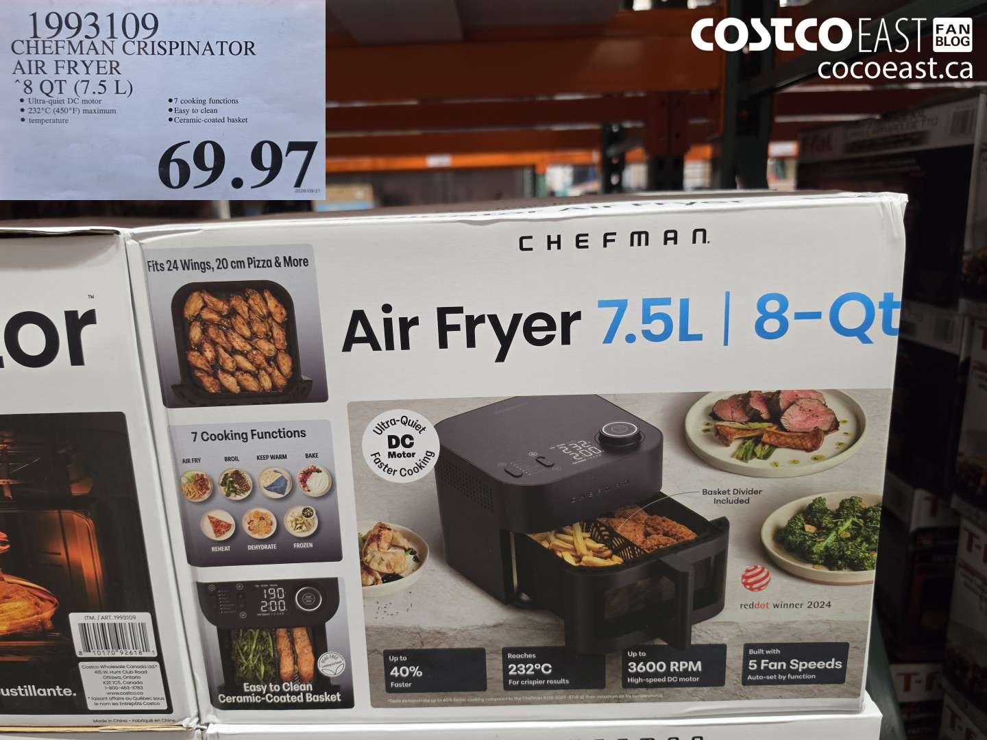 1993109 CHEFMAN CRISPINATOR AIR FRYER 8 QT (7.5 L) $69.97