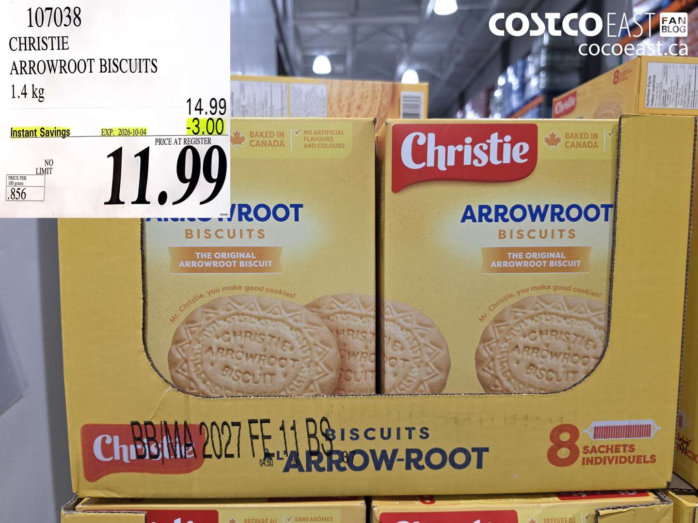 107038 CHRISTIE ARROWROOT BISCUITS 1.4 KG ($3.00 INSTANT SAVINGS EXPIRES ON 2026-10-04) $11.99