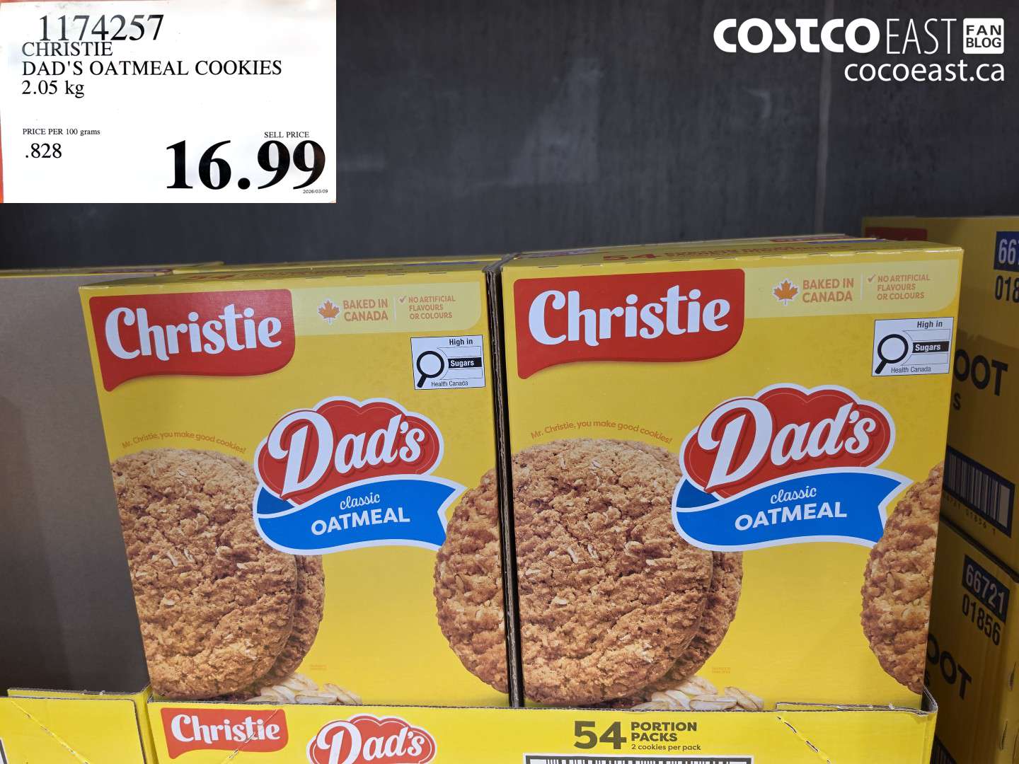1174257 CHRISTIE DAD'S OATMEAL COOKIES 2.05 KG $16.99