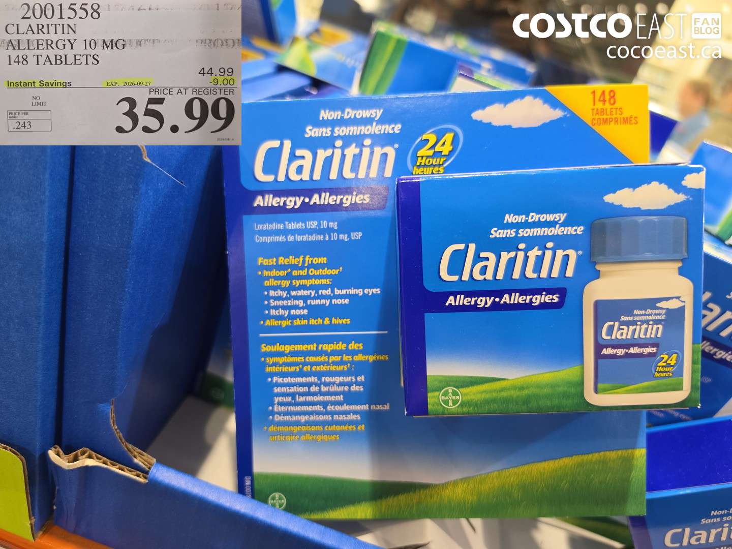 2001558 CLARITIN ALLERGY 10 MG 148 TABLETS ($9.00 INSTANT SAVINGS EXPIRES ON 2026-09-27) $35.99