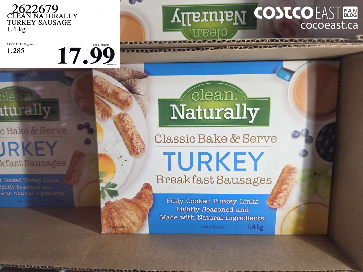2622679 CLEAN NATURALLY TURKEY SAUSAGE 1.4 KG $17.99