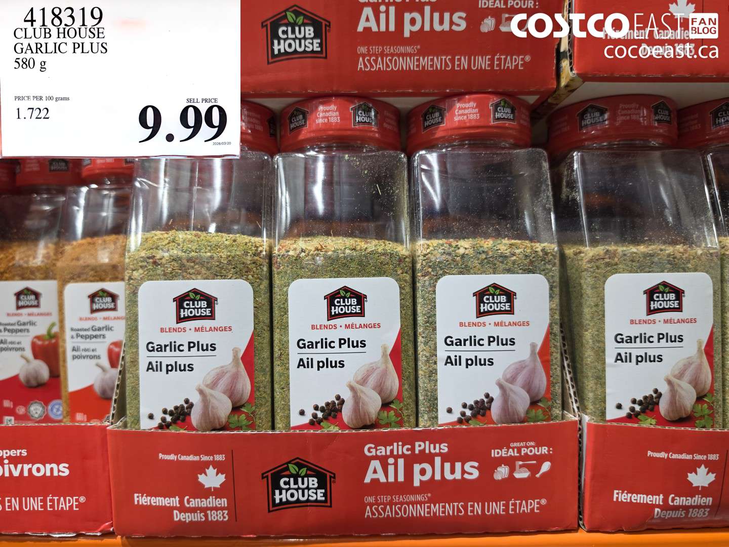 418319 CLUB HOUSE GARLIC PLUS 580 G $9.99