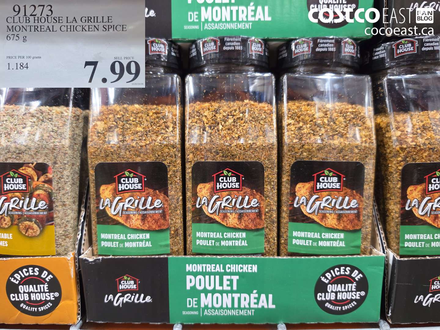 91273 CLUB HOUSE LA GRILLE MONTREAL CHICKEN SPICE 675 G $7.99