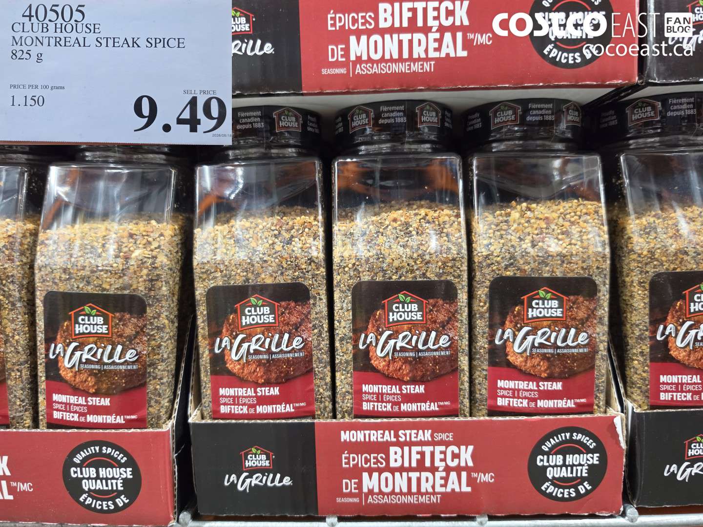 40505 CLUB HOUSE MONTREAL STEAK SPICE 825 G $9.49