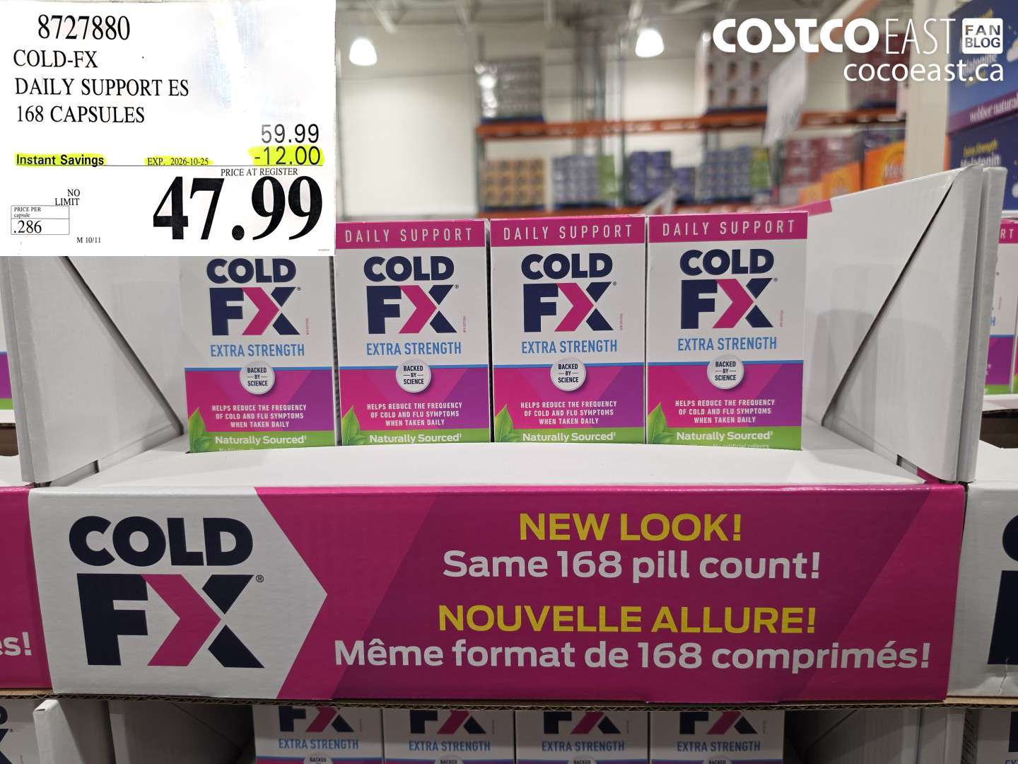 8727880 COLD-FX DAILY SUPPORT ES 168 CAPSULES ($12.00 INSTANT SAVINGS EXPIRES ON 2026-10-25) $47.99
