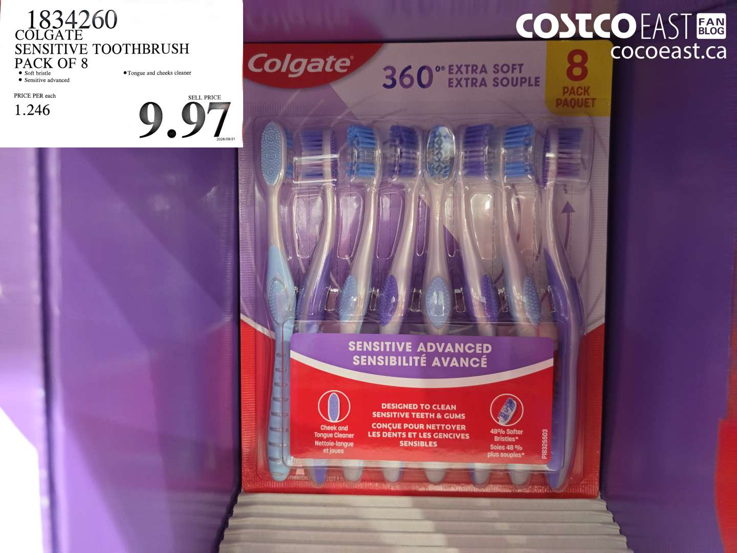 1834260 COLGATE SENSITIVE TOOTHBRUSH PACK OF 8 $9.97