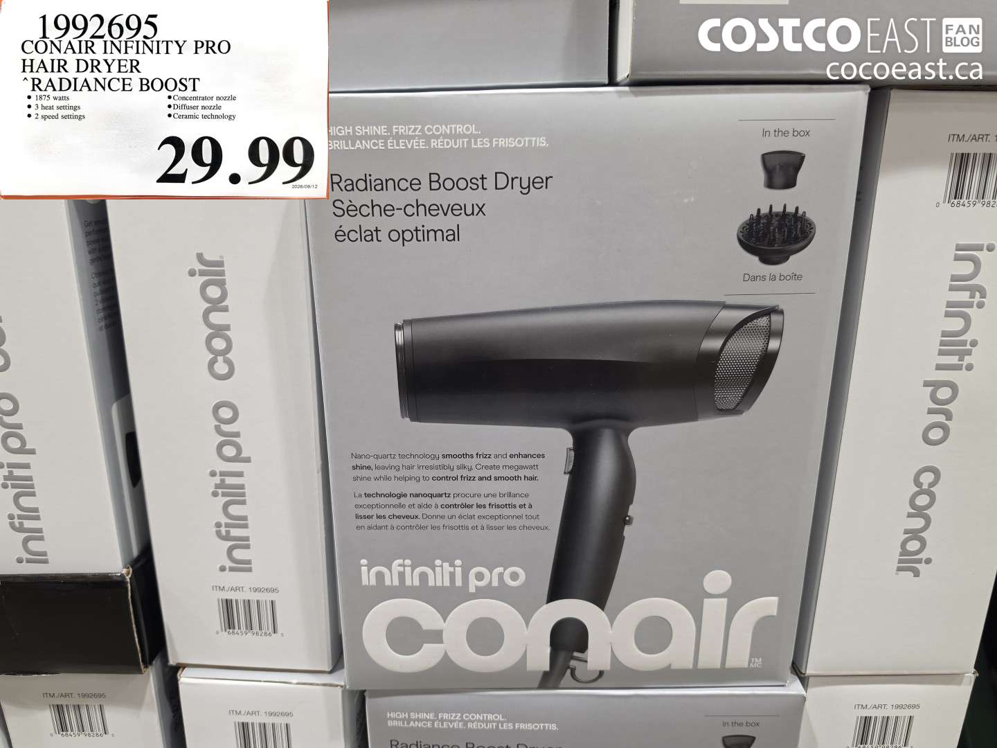 1992695 CONAIR INFINITY PRO HAIR DRYER RADIANCE BOOST $29.99