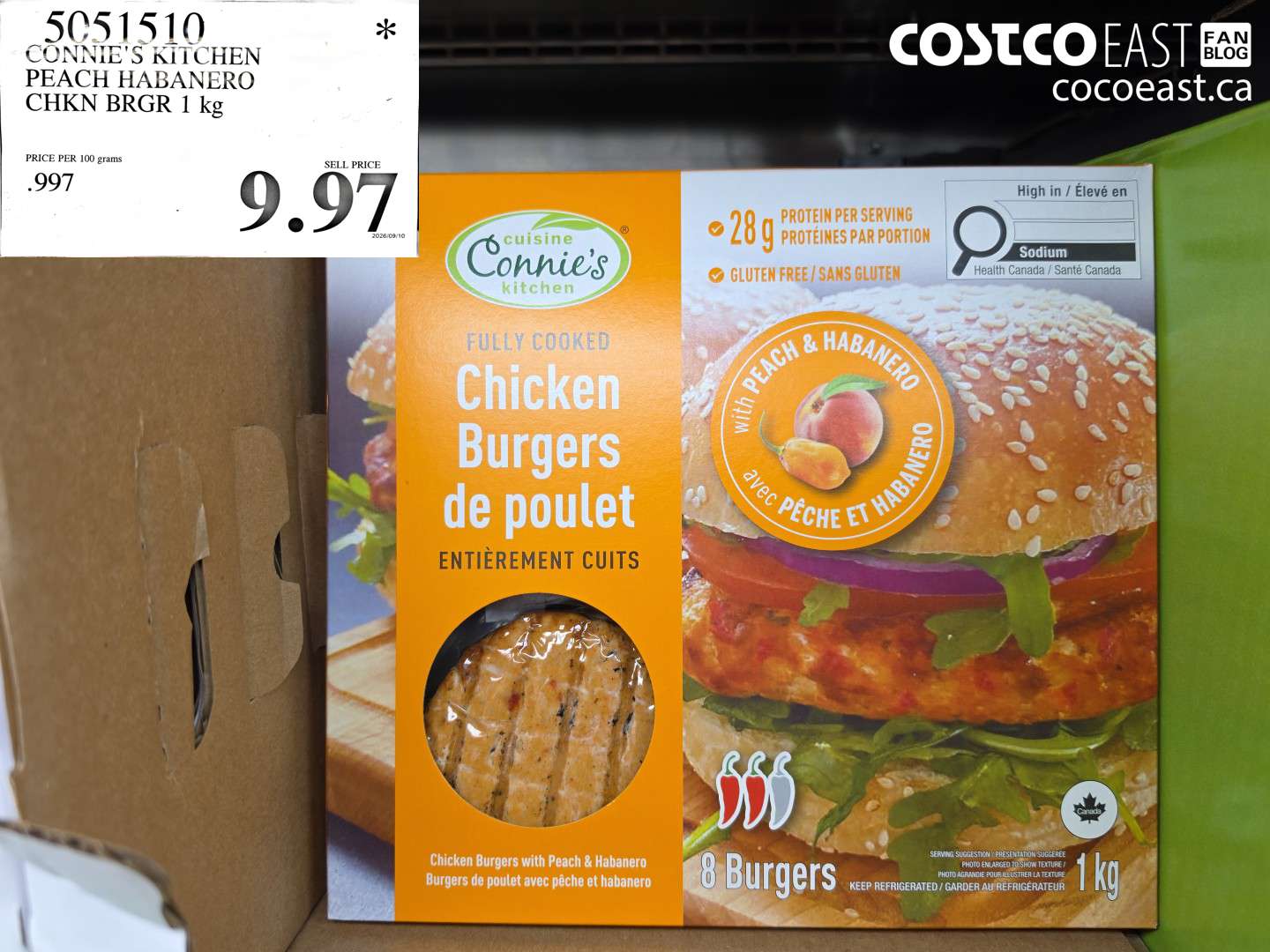 5051510 CONNIE'S KITCHEN PEACH HABANERO CHKN BRGR 1 KG $9.97