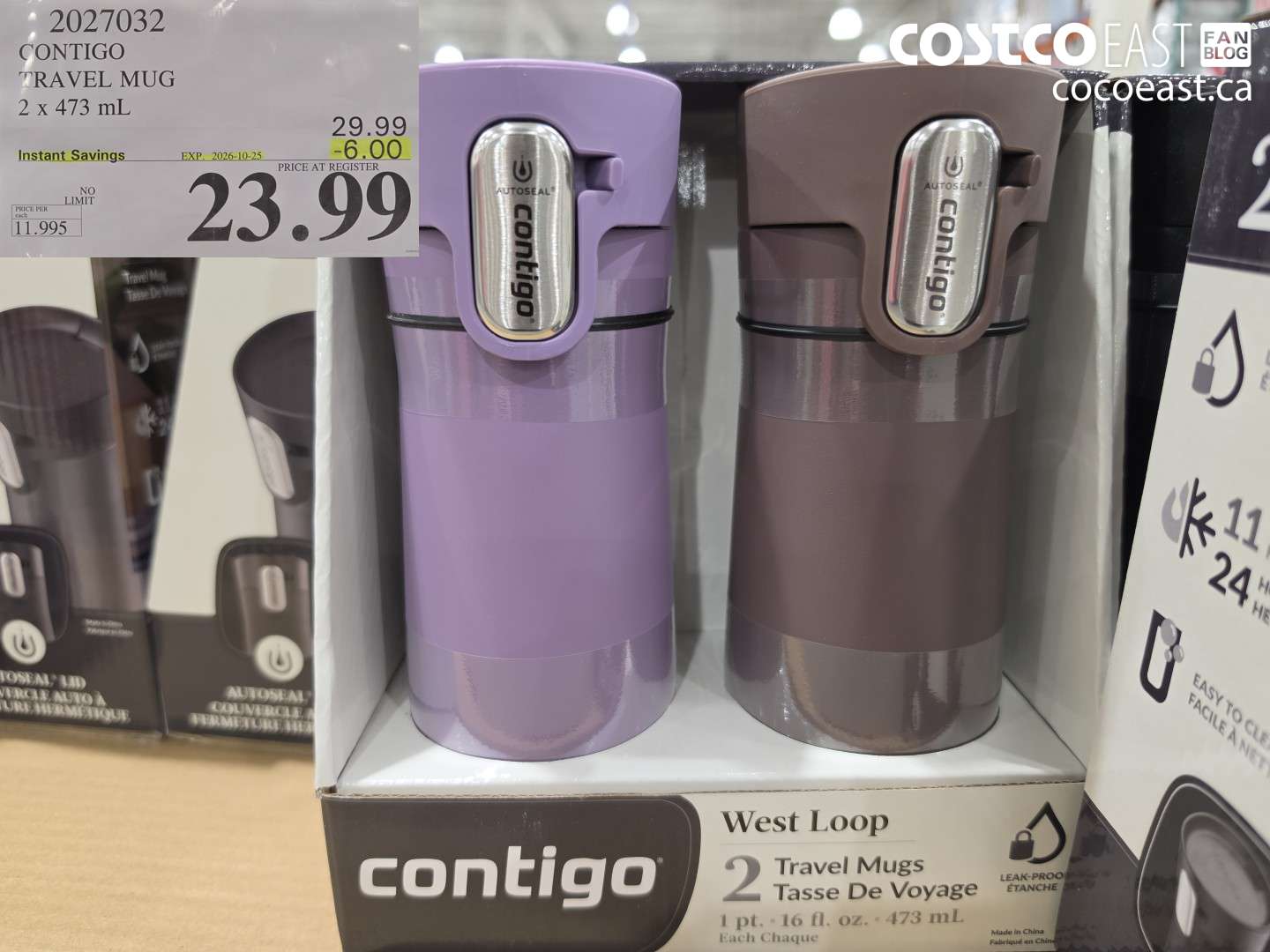 2027032 CONTIGO TRAVEL MUG 2 X 473 ML ($6.00 INSTANT SAVINGS EXPIRES ON 2026-10-25) $23.99