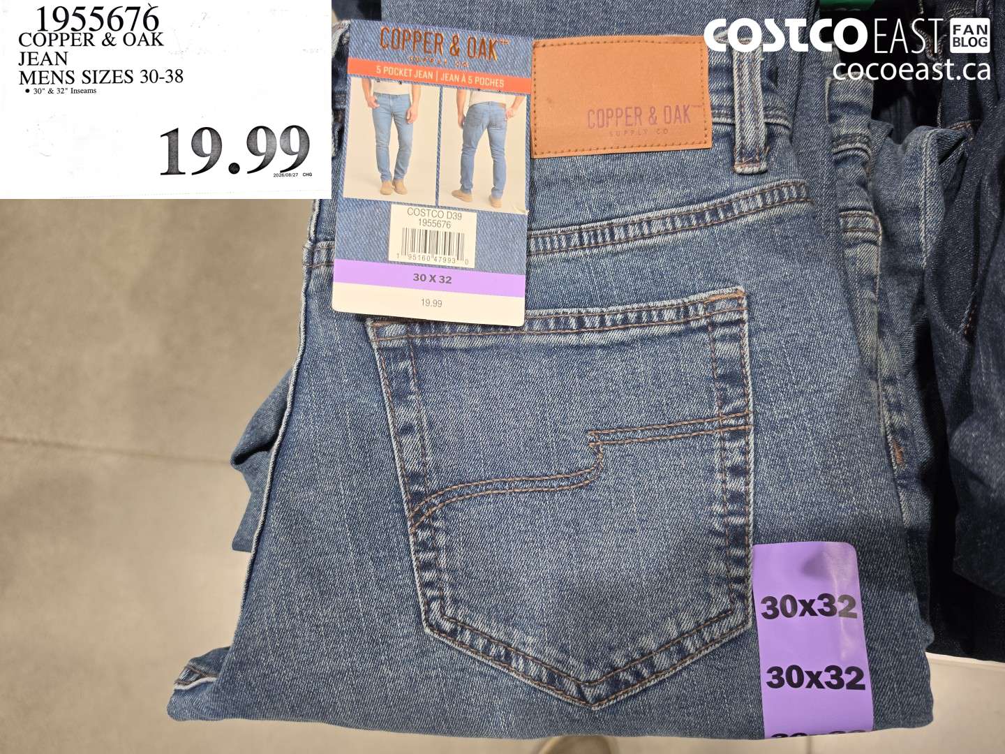 1955676 COPPER & OAK JEAN MENS SIZES 30-38 $19.99