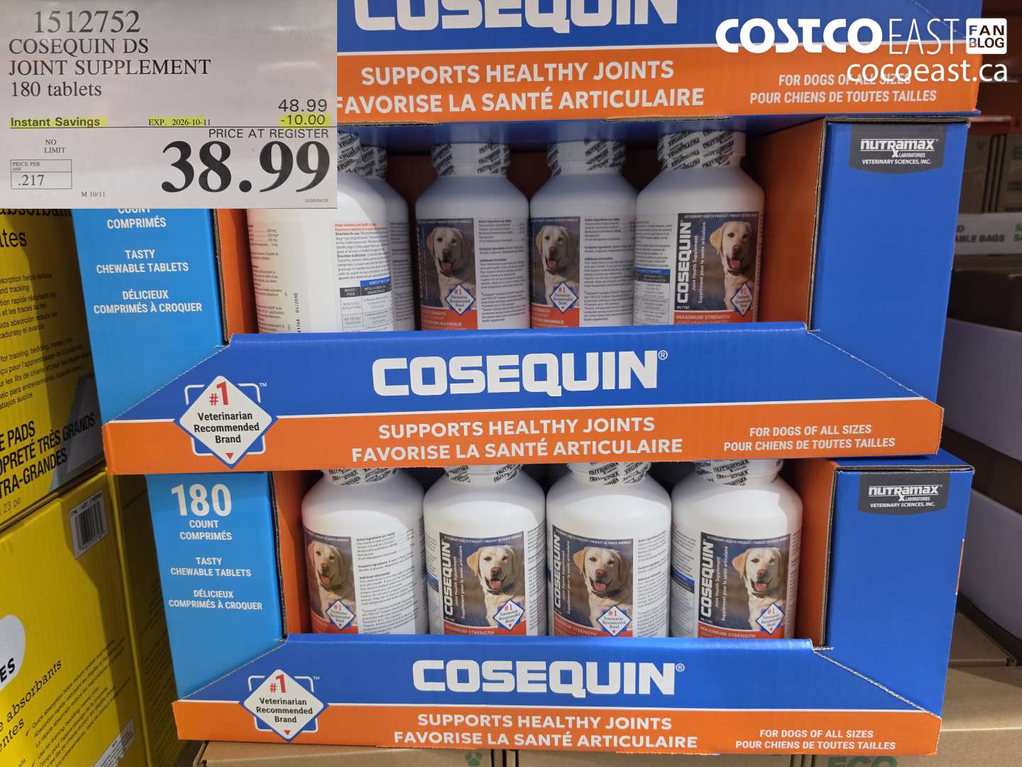 1512752 COSEQUIN DS JOINT SUPPLEMENT 180 TABLETS ($10.00 INSTANT SAVINGS EXPIRES ON 2026-10-11) $38.99