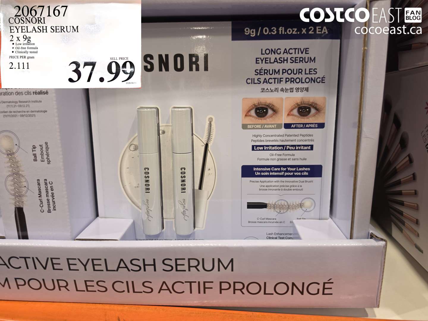 2067167 COSNORI EYELASH SERUM 2 X 9G $37.99