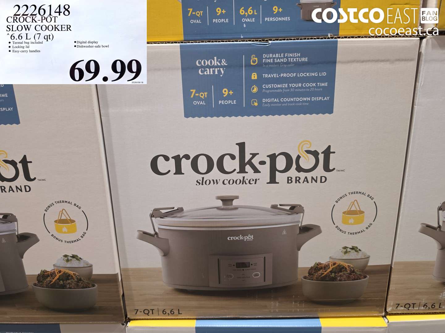 2226148 CROCK-POT SLOW COOKER 6.6 L (7 QT) $69.99