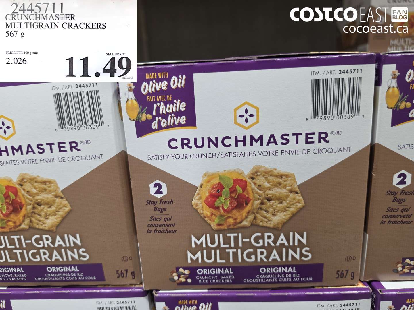 2445711 CRUNCHMASTER MULTIGRAIN CRACKERS 567 G $11.49