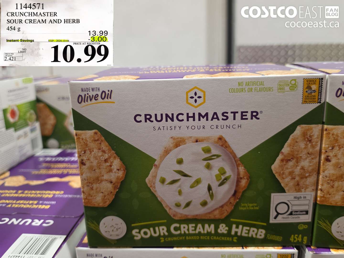 1144571 CRUNCHMASTER SOUR CREAM AND HERB 454 G ($3.00 INSTANT SAVINGS EXPIRES ON 2026-10-04) $10.99