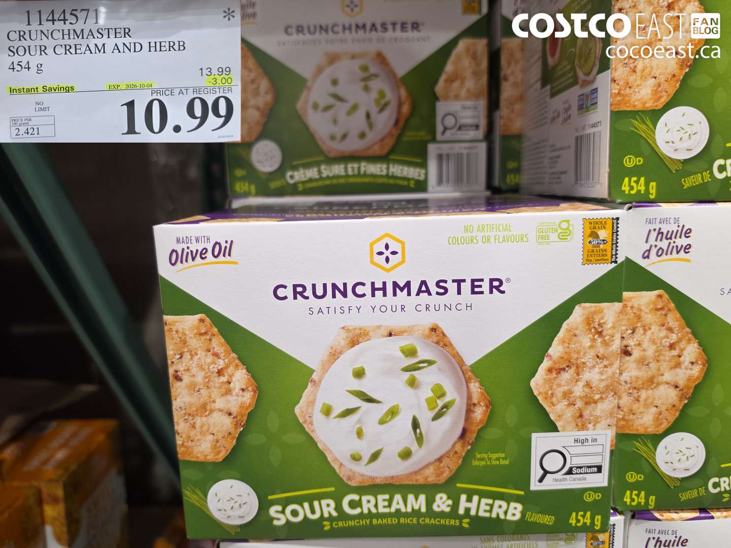 1144571 CRUNCHMASTER SOUR CREAM AND HERB 454 G ($3.00 INSTANT SAVINGS EXPIRES ON 2026-10-04) $10.99