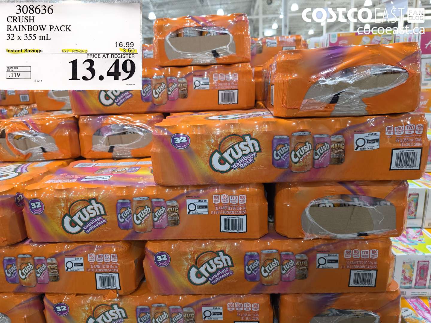 308636 CRUSH RAINBOW PACK 32 X 355 ML ($3.50 INSTANT SAVINGS EXPIRES ON 2026-09-13) $13.49