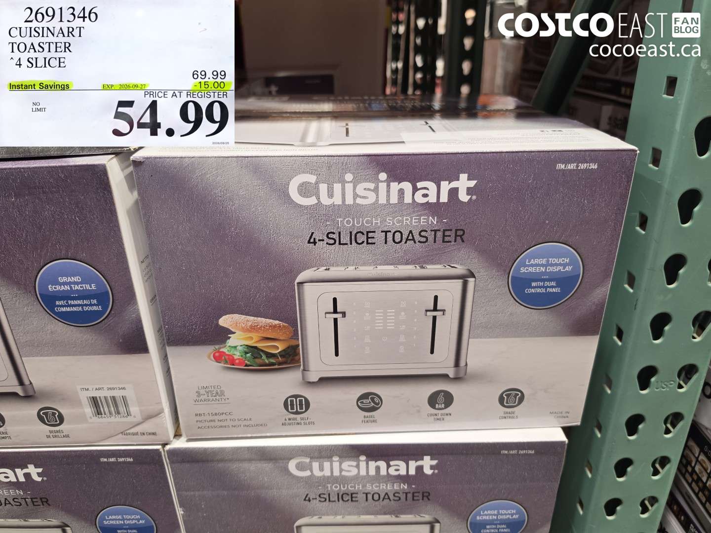 2691346 CUISINART TOASTER 4 SLICE ($15.00 INSTANT SAVINGS EXPIRES ON 2026-09-27) $54.99