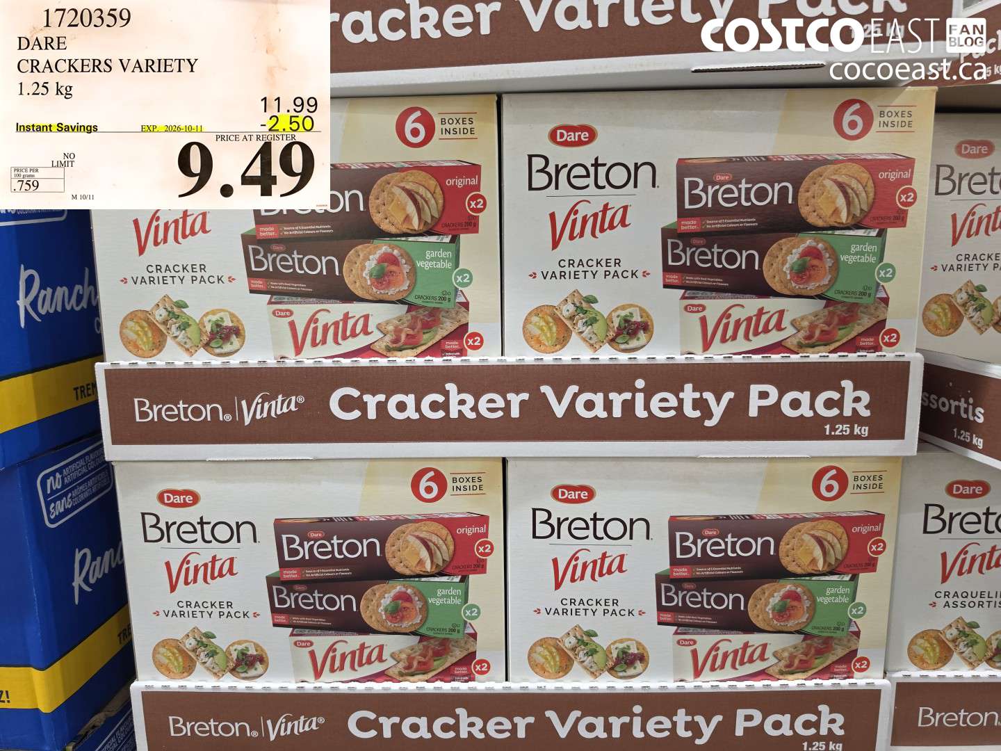 1720359 DARE CRACKERS VARIETY 1.25 KG ($2.50 INSTANT SAVINGS EXPIRES ON 2026-10-11) $9.49