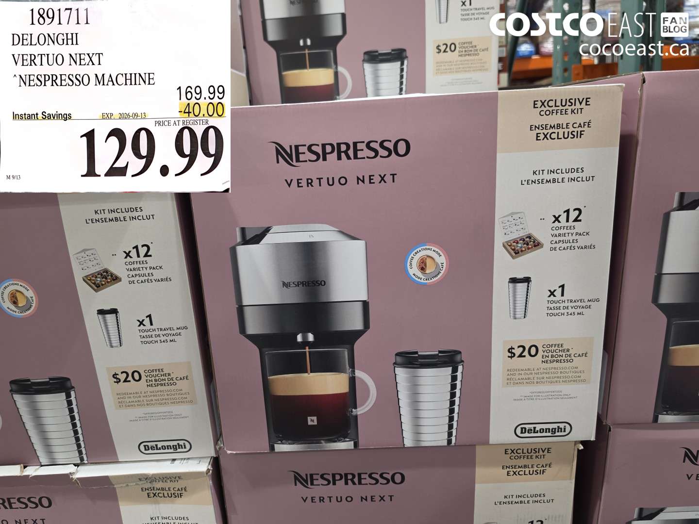 1891711 DELONGHI VERTUO NEXT NESPRESSO MACHINE ($40.00 INSTANT SAVINGS EXPIRES ON 2026-09-13) $129.99