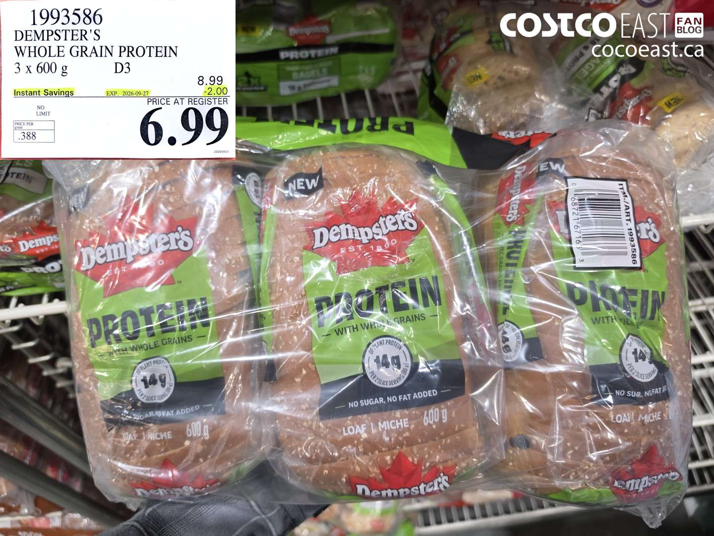 1993586 DEMPSTER'S WHOLE GRAIN PROTEIN 3 X 600 G D3 ($2.00 INSTANT SAVINGS EXPIRES ON 2026-09-27) $6.99